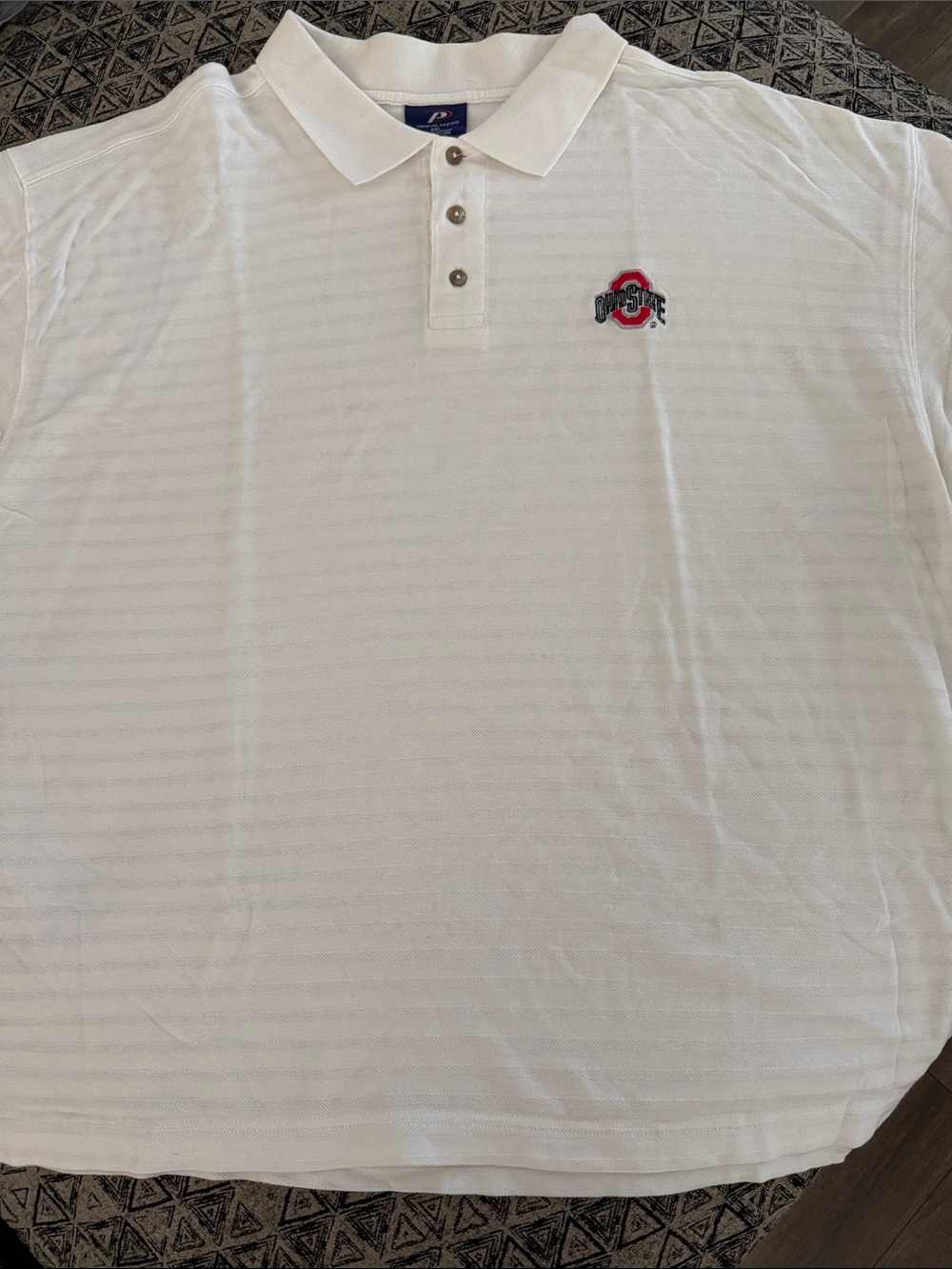 Pro Player White Polo with Red & Black Ohio State Logo